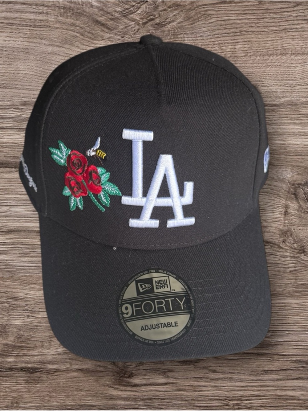 New Era Black LA Dodgers Rose Snapback Hat
